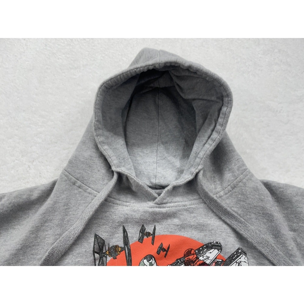 Star Wars Kids XL Gray Graphic Hoodie Rey Kylo Ren BB-8 Pullover Sweatshirt - Picture 3 of 12